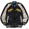 [Yoshida Yu] Reversible Sukajan Jacket, 2-Way Japanese Tiger Embroidery Long Sleeve Souvenir Bomber Outerwear, Black, size L