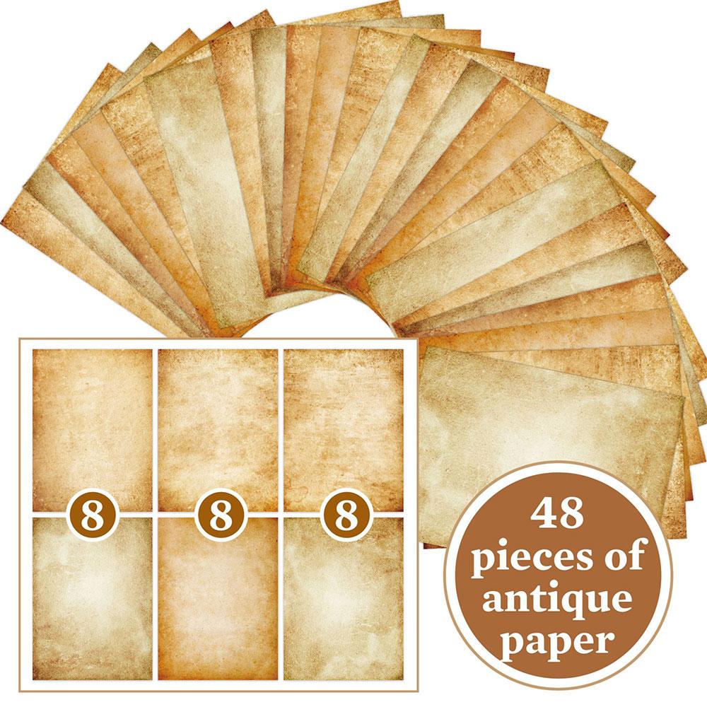 Für Spaß 48 Blatt Vintage Scrapbook Materialpapier DIY Junk Journal Collage Fotoalbum Retro Hintergrundpapier A4 Druckpapier