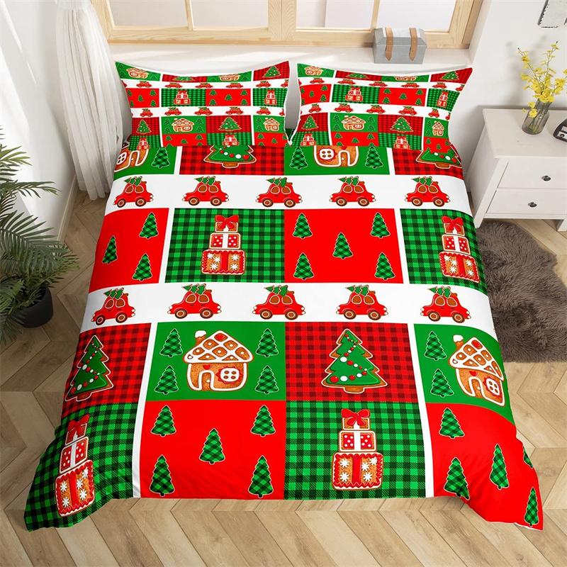 Vánoční povlak na přikrývku Santa Claus Ložní souprava Vánoční Šťastný Nový Rok Dekor Přikrývka Mikrovlákno Přehoz na postel Královská velikost