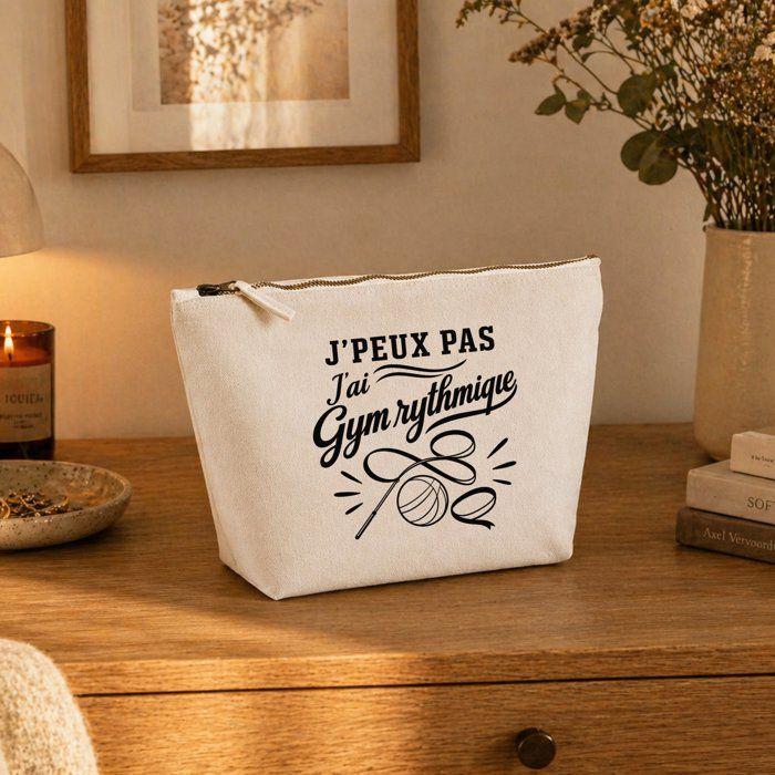 Trousse de toilette - PLANETEE - J'peux pas j’ai Gym rythmique (minimaliste) - Beige - 100% coton - 3 L - Zip métal