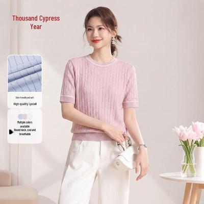 Women's Lyocell-Silk Blend Short Sleeve Knit T-Shirt