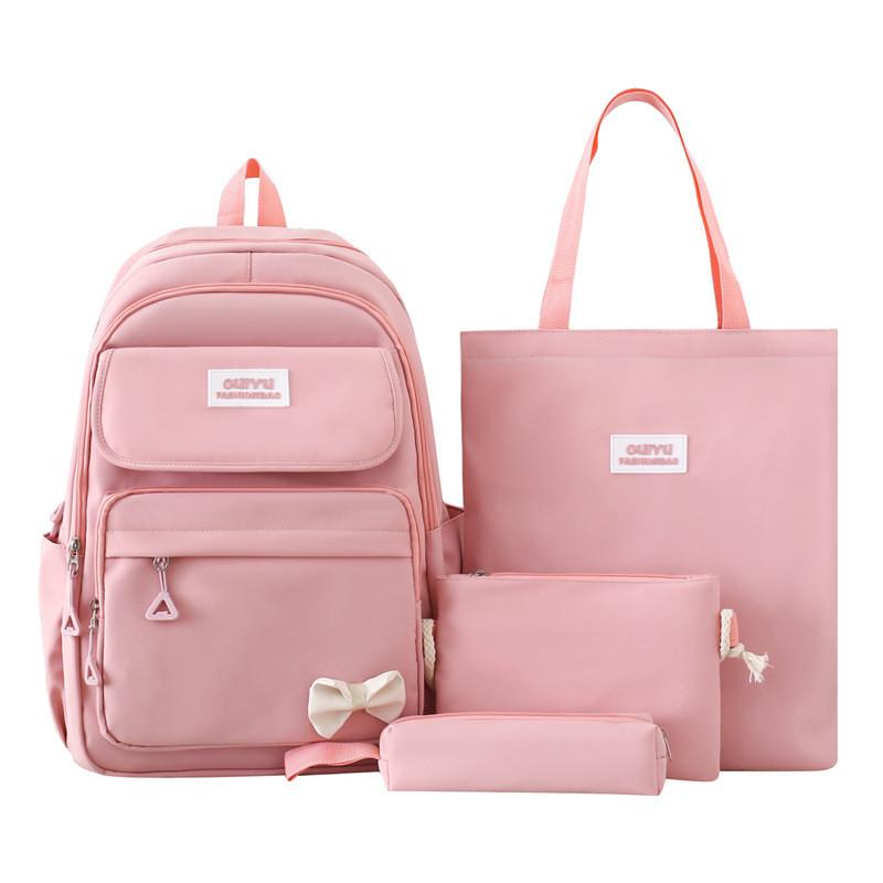 Zaino Scolastico Set Quattro Pezzi Con Nylon Traspirante Per Ragazze e Ragazzi delle Scuole Medie