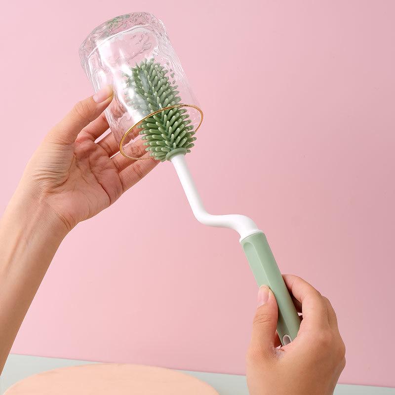 Silicone Rotating Baby Bottle and Nipple Brush Set