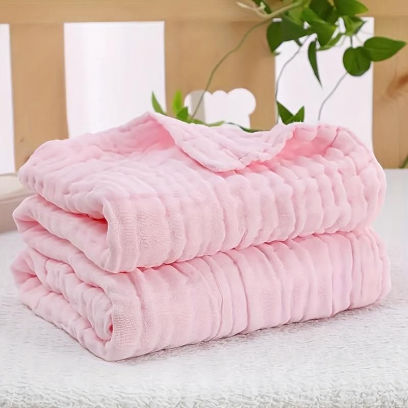 Soft Six-layer Cotton Bath Towel, Gauze Bath Towel, Plain Color Wrap Blanket Bubble Bubble Gauze Baby Swaddle & Cover