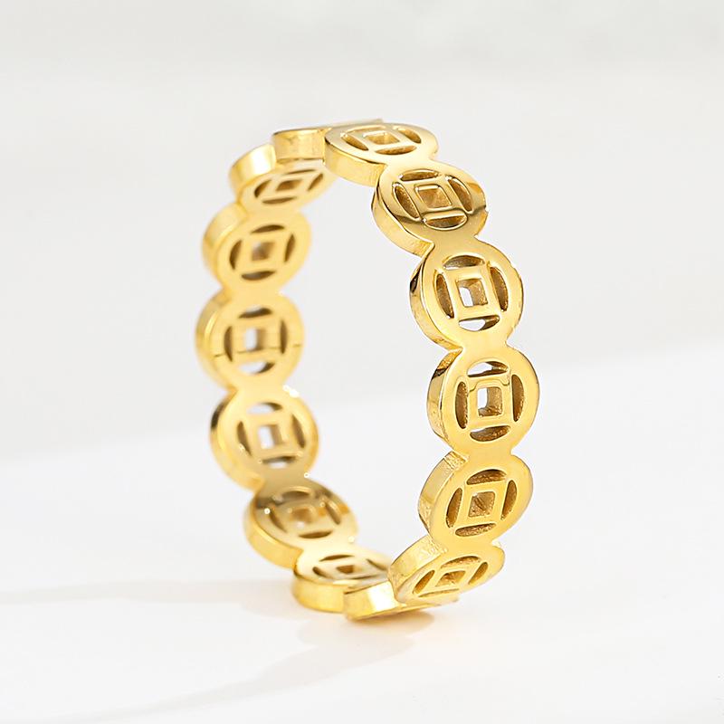 18k Gold Plated Ring Moissanite Engagement Wedding Band Stainless Steel Fade Resistant Trendy Jewelry