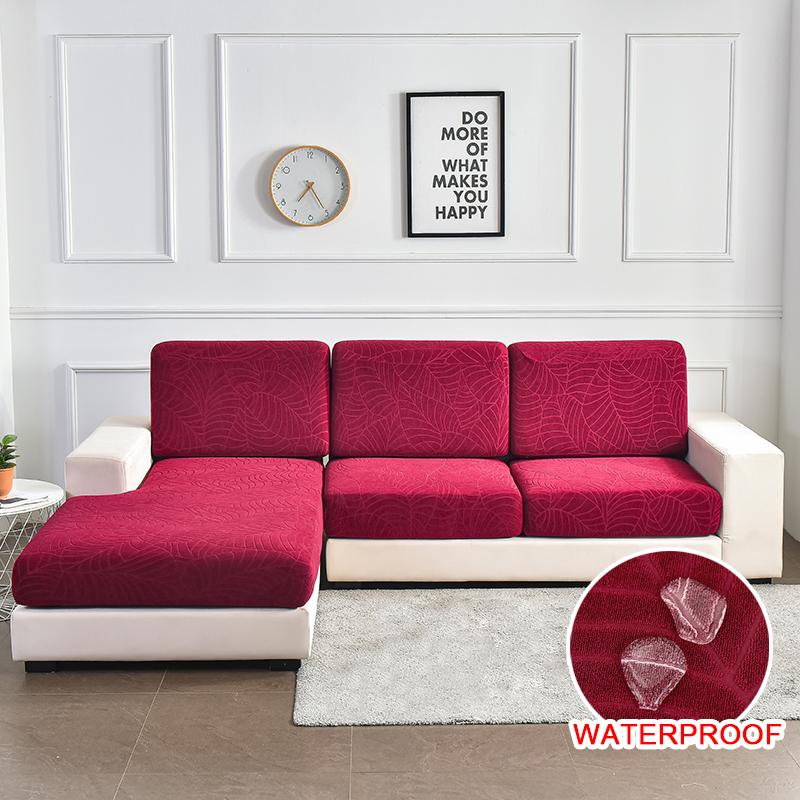 Waterproof Thick Jacquard Cushion Cover Fitted Sofa Covers For Living Room Stretch Seat Cover Furniture Protector Sectional Sofa