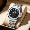Men's Quartz Watch Waterproof Stainless Steel Bracelet Square Dial Calendar Luminous Business Wristwatch