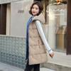 Autumn and Winter Women's Solid Color Loose Vest Hooded Long Reversible Vest Jacket Cotton Padded Women's Windproof Warm Vest