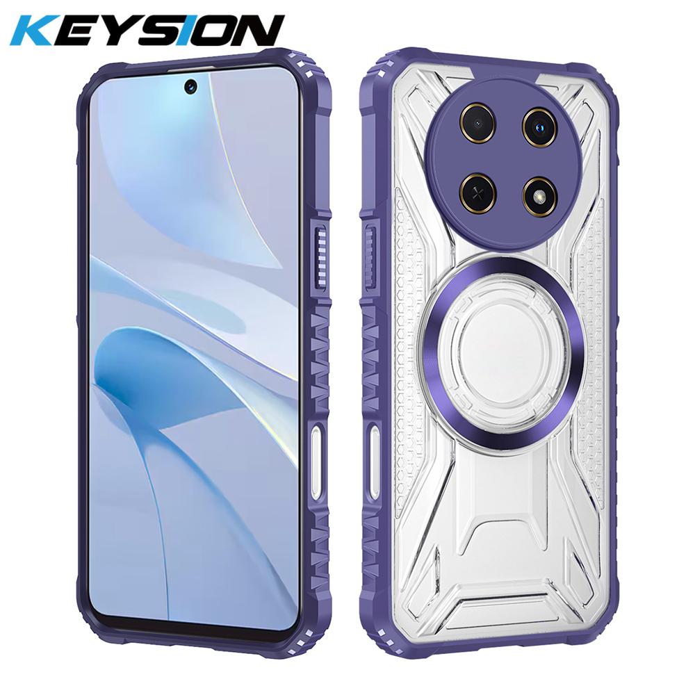 

KEYSION Transparent Magnetic Case for Huawei nova 13i 12i Silicone+PC Heavy Duty Shockproof Phone Back Cover for Huawei nova 12i 13i for Huawei nova 13i фиолетовый