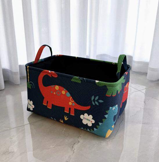 

1pc Dinosaur Print Fabric Toy Storage Bin for Kids, Thickened Square/Cylinder Laundry Basket, Multi-Purpose Clothes Organizer