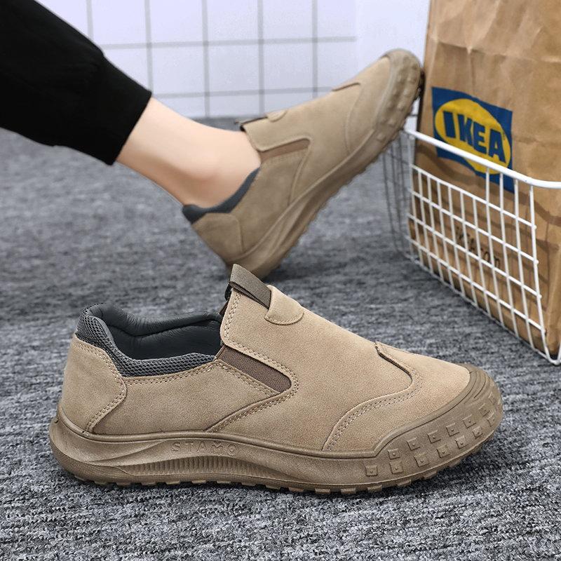 Outdoor Casual Shoes Men's Shoes Anti Slip and Wear-resistant Soft Soled Hiking Shoes Lazy People Step on Black Hiking Boots