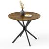 90 Cm ronde eettafel, geschikt voor 1-4 personen, ruimtebesparende tafel met stabiele metalen poten, ideaal voor eetkamer of woonkamer, bruin en zwart