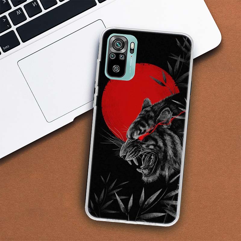Japanische Dark Dragon Tattoo Telefon Fall Für Xiaomi Redmi Hinweis 10 Pro Max 10S 9 9S 9T 8 8T 11T 11S 11 5G 11E 7 6 5 4X Coque Abdeckung