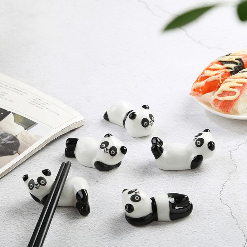 Cute Panda Ceramic Rack Chopsticks Stand Rest Knife Fork Holder Chinese Style Cutlery Chopstick Rest Kitchen Tools For Home Use