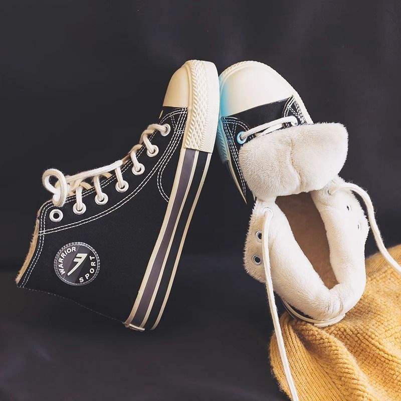 Brand Velvet High-top Canvas Shoes Women's 2025 New Winter Thickened Broken Size Two Cotton Versatile Warm Cotton Shoes Board Shoes