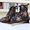 Moda Taglie Forti Autunno Bellissime Scarpe Floreali Donna con Lacci Stivali Bassi da Motociclista in Pelle di Mucca Stivali Bassi da Cowboy per Donna