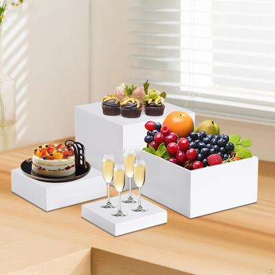 4x Buffet Riser Cube Display Nesting Acrylic Cake Food Stand for Candy Brunch