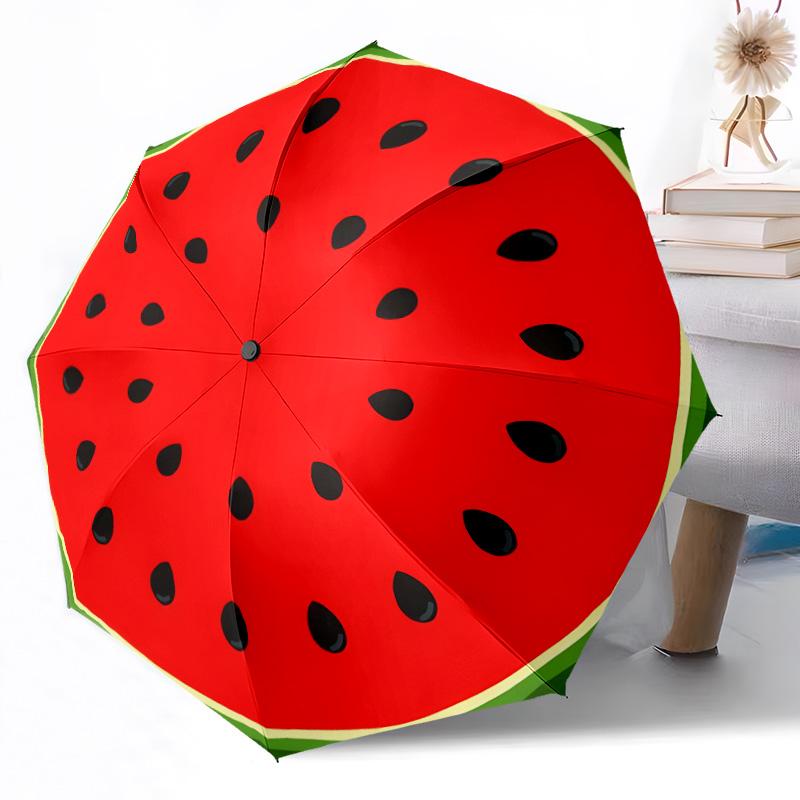 Fruit Print Automatic Umbrella Folding Umbrella with 8 Ribs Durable Plastic & Iron All-Season Travel Fashion Lovers