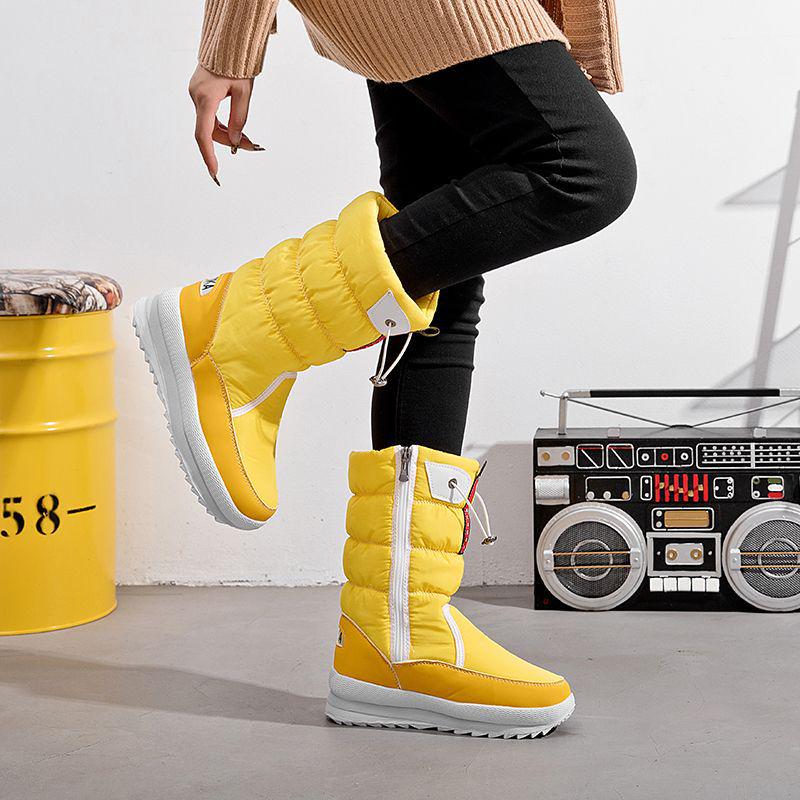 Northeast Women's Winter Waterproof Non-Slip Velvet Mid-Calf Snow Boots - Warm Thick Bottom.