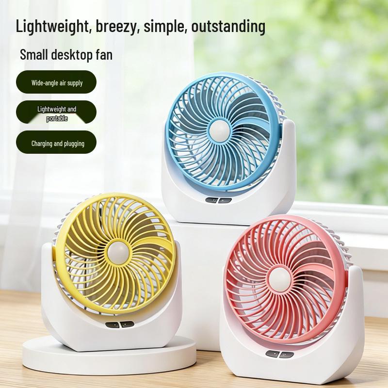 Ventilatore da scrivania portatile USB ricaricabile con luce, funzionamento silenzioso a 3 velocità per dormitori