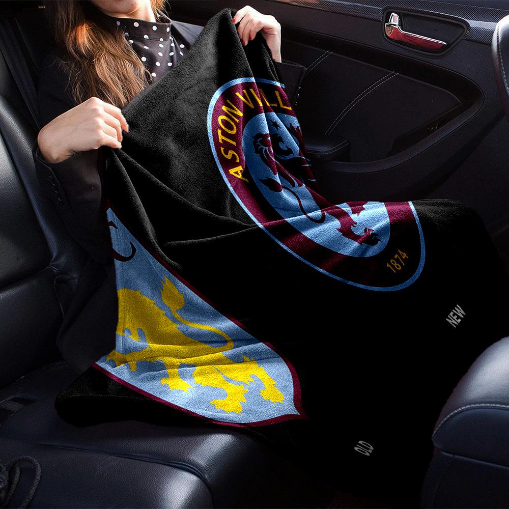 Aston Villa Fc Crest Flannel Blanket, Soft Polyester, Modern Design, All-Season for Camping, Travel, Gifts for holidays or birthdays