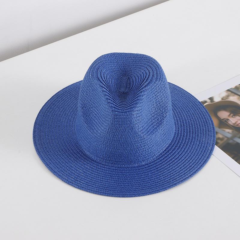 Summer Wide Brim Straw Hat Women And Men Outdoor Sun Protection Beach Panama Cap Solid Color Travel Holiday Visor Caps