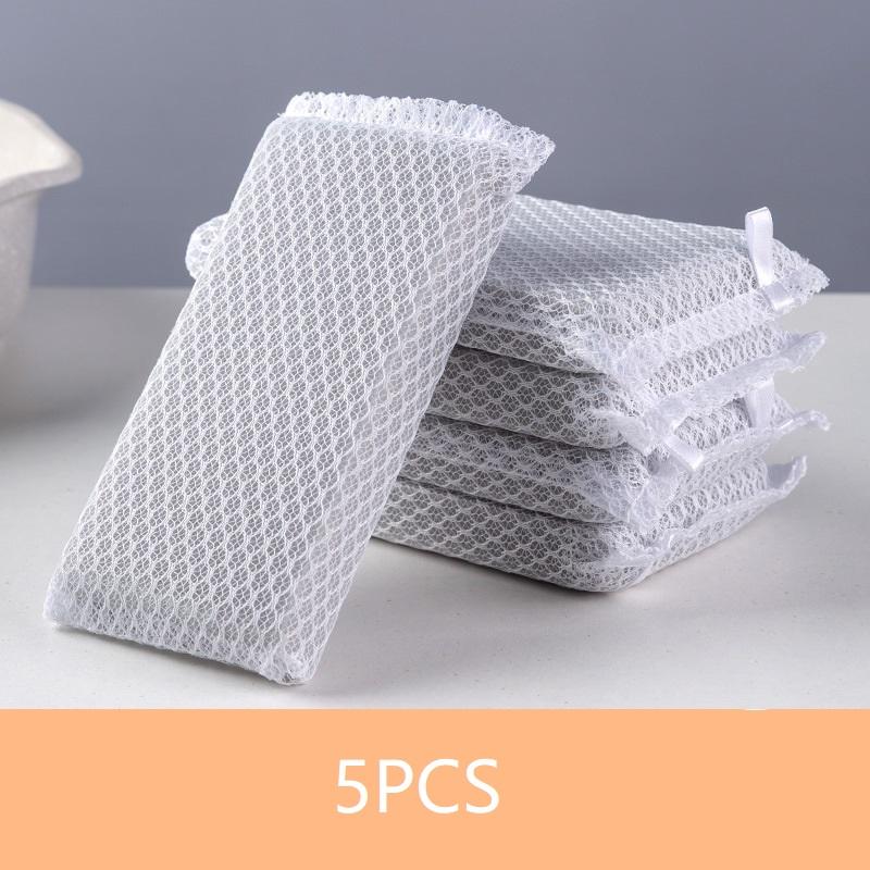 5/10 Pcs Dish Sponge Non Stick Scouring Pad Cleaning Supplies Resilient Net Foaming Easily For Pan Bowl Sponges Scouring