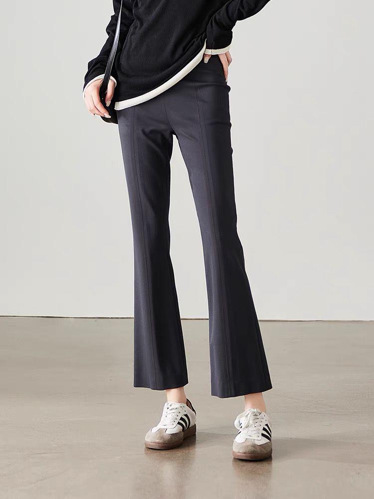 2026 Slimming Gray Cropped Wide-Leg Women s Trousers for Spring/Autumn S серый