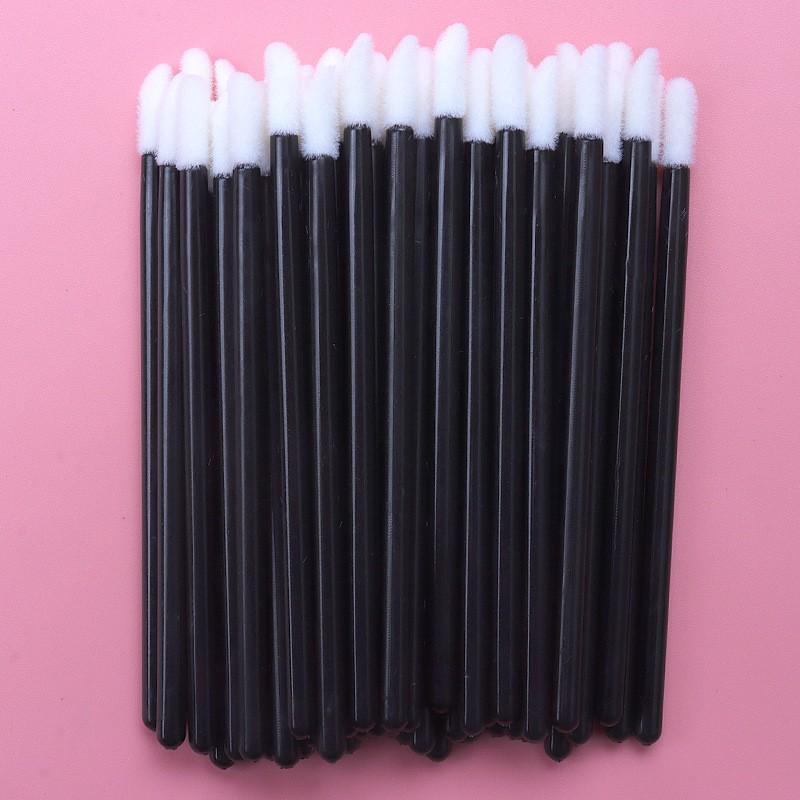 50-Pack Disposable Lip Brushes - Portable Solid Lipstick, Lip Gloss, and Makeup Cleaning Swabs