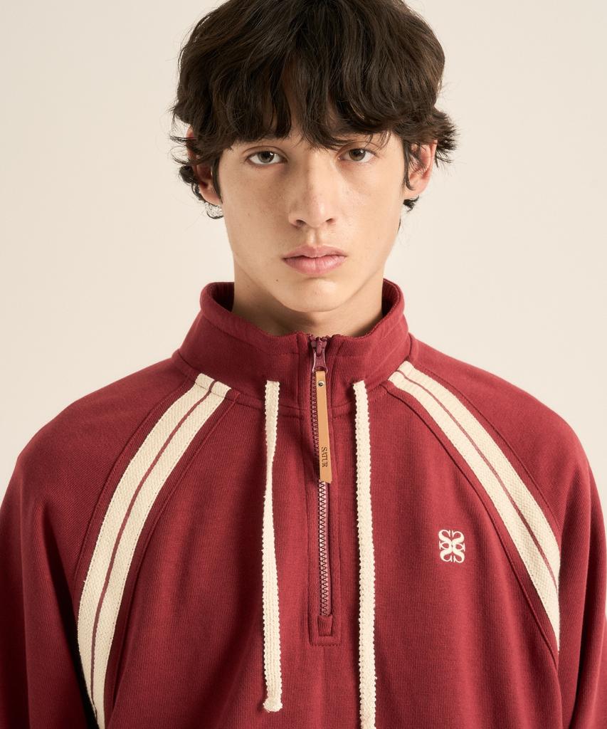 Seteo Lawton Half Zip Sweatshirt Burgundy