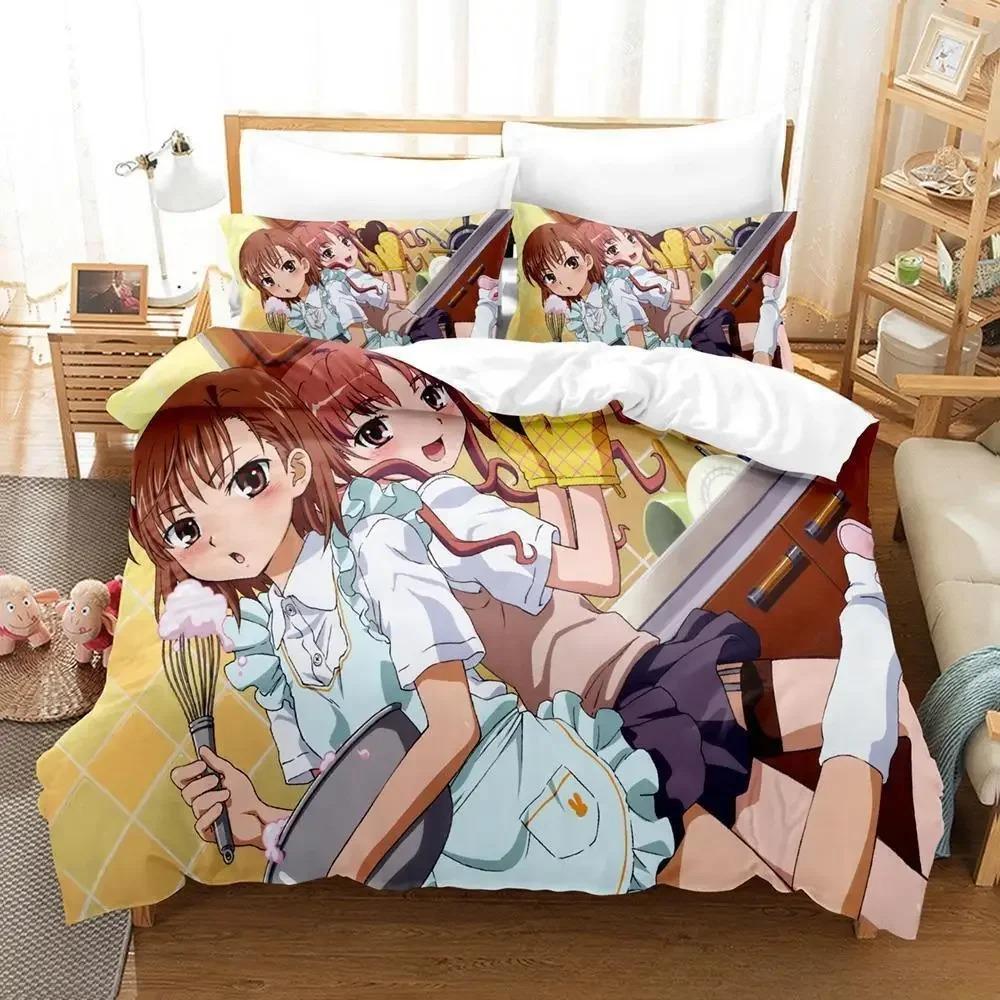 3D Print Anime Misaka Mikoto Bedding CollectionDuvet Cover Comforter Bed Collection Quilt Cover PillowcaseKing Queen Twin Size Boys Girls