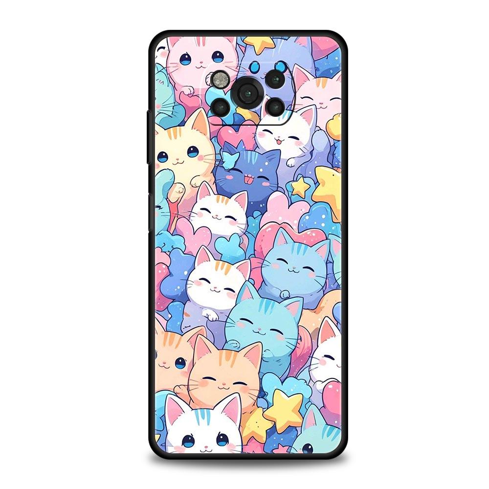 Colorful Cat Design Phone Case Cover for Xiaomi Poco F7 Ultra F6 F5 F4 F3 X6 X5 X4 X3 NFC C51 C55 M4 GT 5G Soft TPU Shell Capas