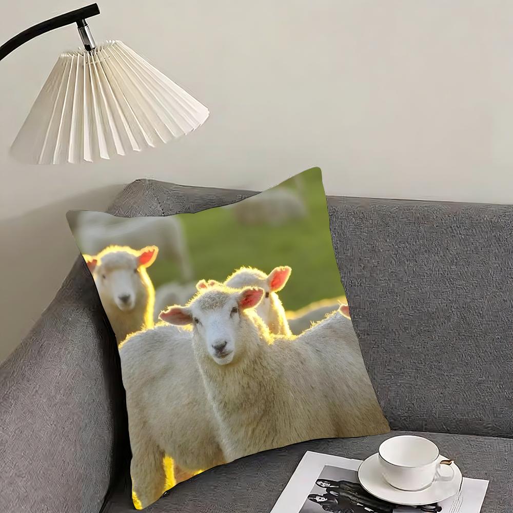 Sheep Cute Cushion Cover Pillowcase Ultra Soft Skin Friendly Fabric Cloud Like Comfort  Concealed Zipper