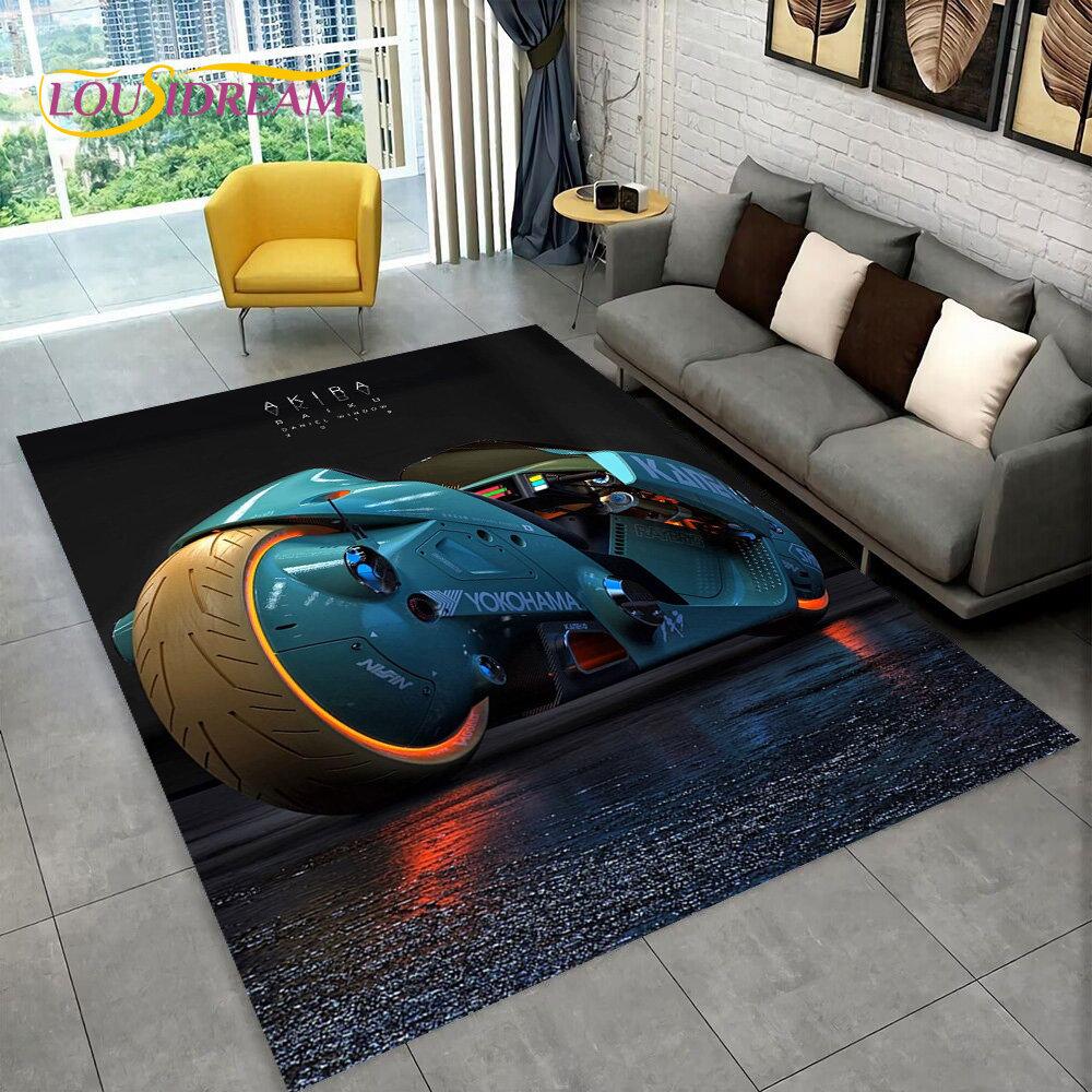 3D Cyberpunk Concept Motorcycle Cartoon Area Rug,Carpet for Living Room Bedroom Sofa Doormat Decoration,kids Non-slip Floor Mat