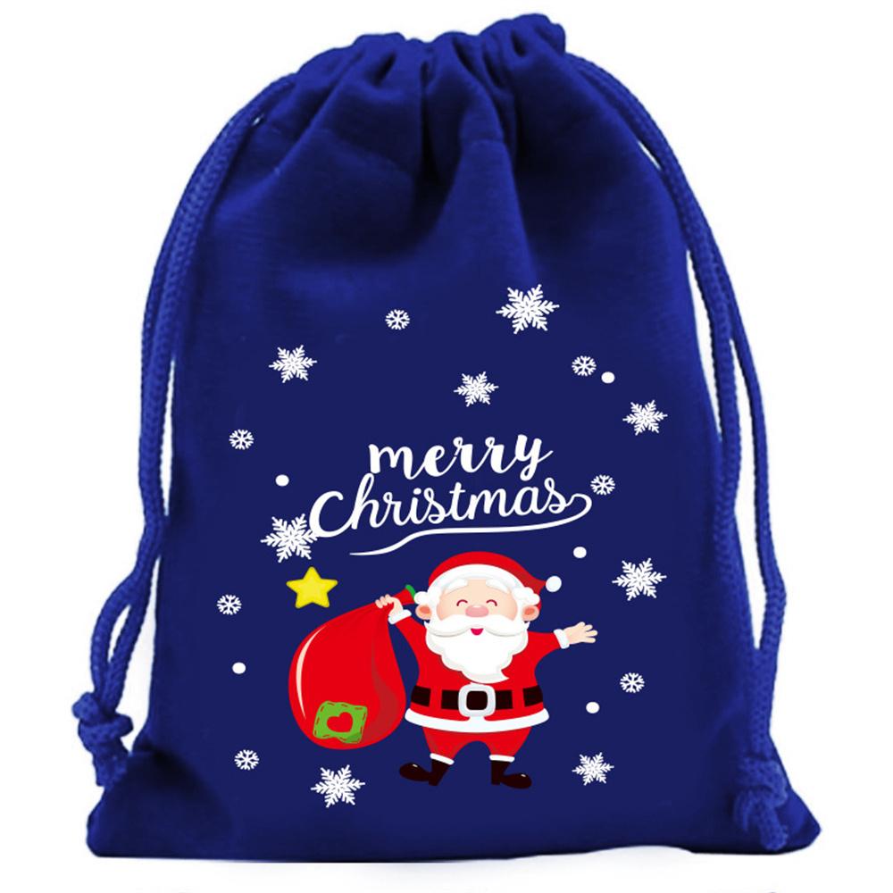 Christmas Cotton Linen Gift Bags Xmas Tree Printed Drawstring Pocket Christmas Party Gift Packaging Jewelry Storage Bags