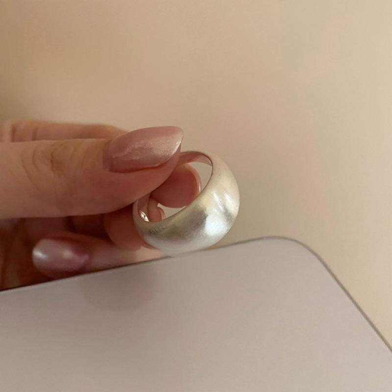 925 Sterling Silver Retro Plain Silver Ring for Women Does Not Fade, Light Luxury, High-end Sense, Versatile Opening Fashion Personality Ring