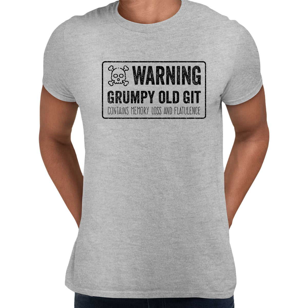 Warning grumpy old git Mens Funny T-Shirt Novelty Joke T-Shirt Rude Gift Him Dad Birthday Slogan Unisex Tops S серый