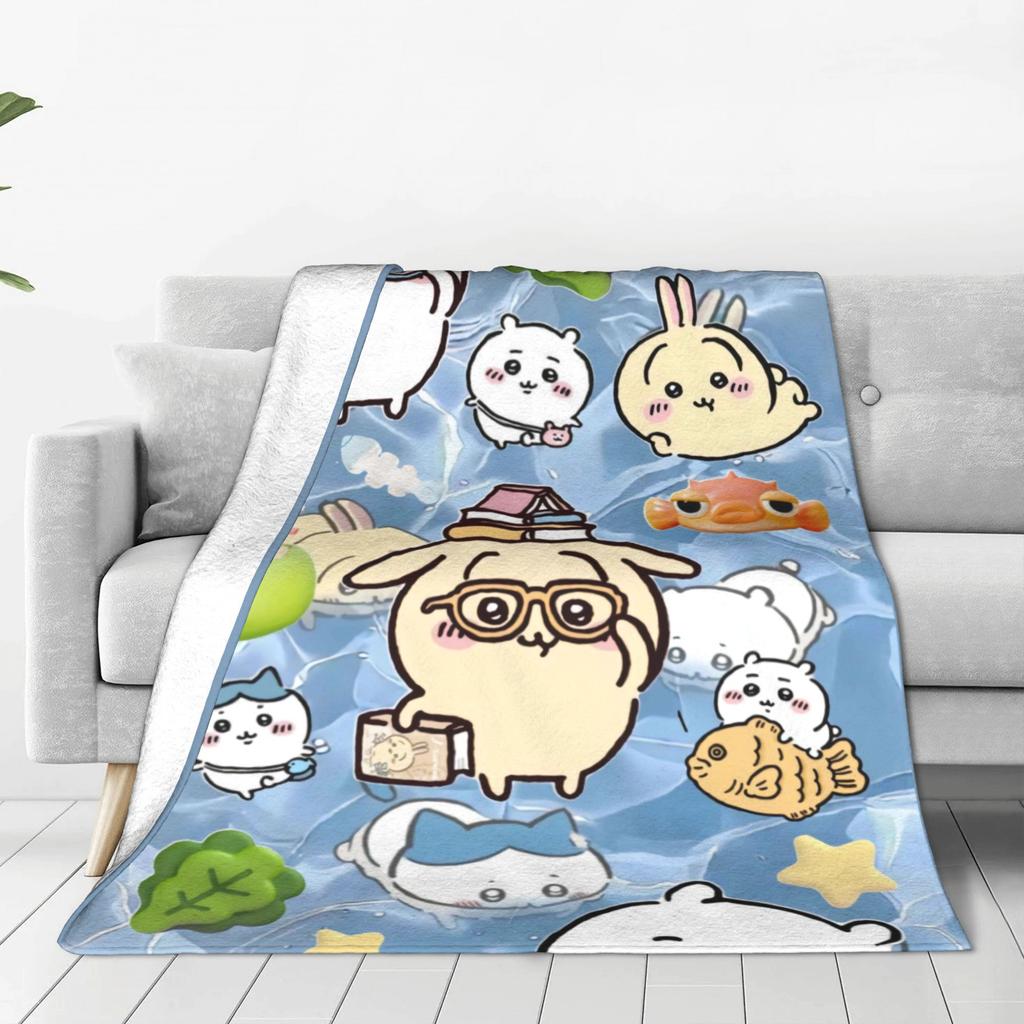 Cute Chiikawa Collection Warm Soft Blanket  Girls Boys Plush Throw Blanket Novelty Home Decor Flannel Bedspread Sofa Bed Cover