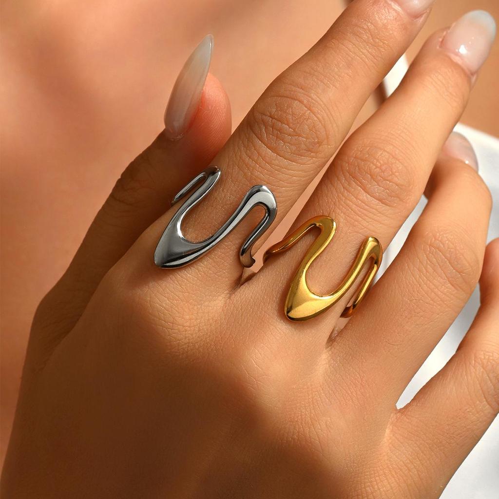 Personalized Stainless Steel Irregular Geometric Open Ring