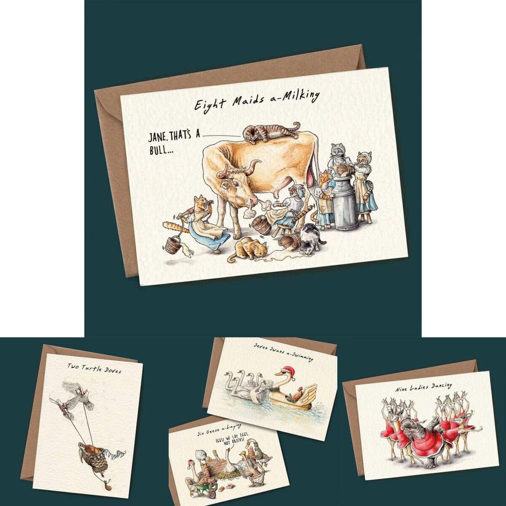 Dvanáct dní Vánoc Sada pohlednic Sada 12 moderních a minimalistických pohlednic a obálek