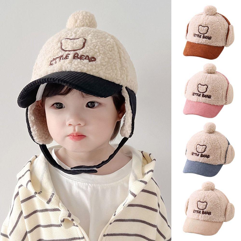 Warm Baby Baseball Cap Earmuff Kids Peaked Caps Fashion Padded Baby Ear Caps  Toddler