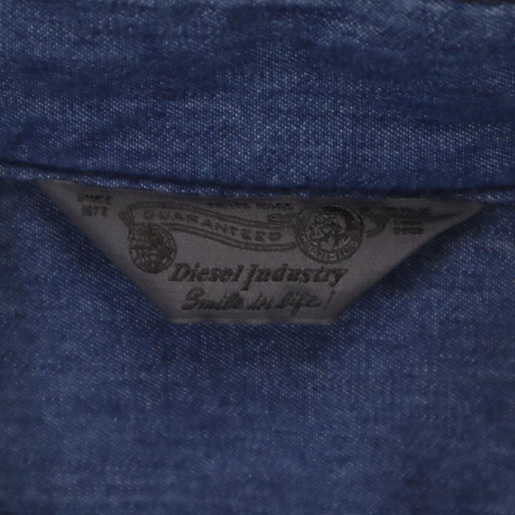 DIESEL Overall handle Long sleeve Band collar shirt M Navy Women Used
