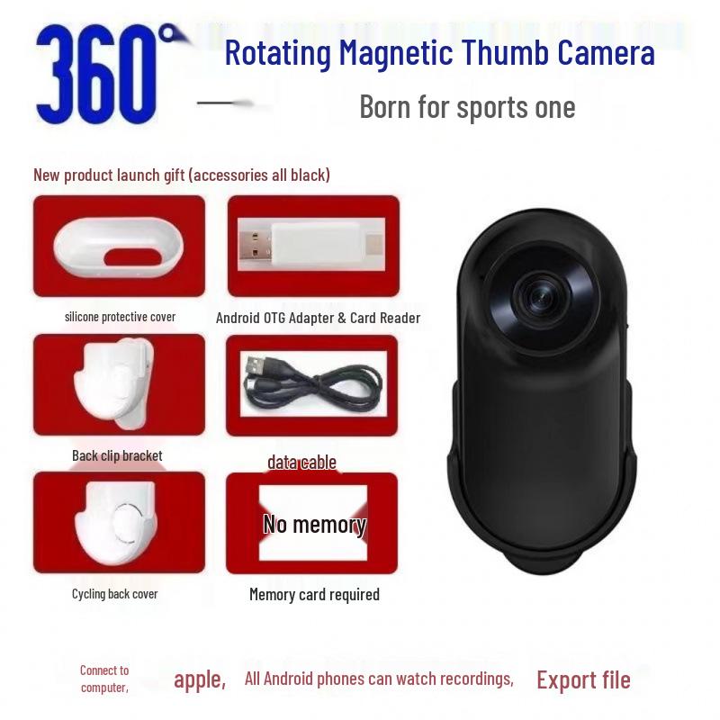 Magnetic Clip HD Wearable Action Camera for Pet and Cycling