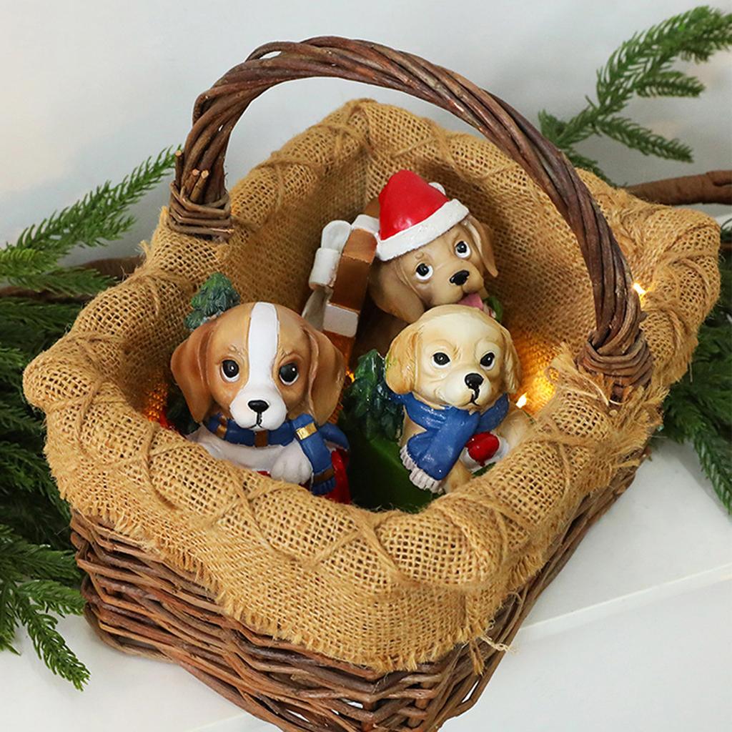 Christmas Ornament Puppy Gift Box Design Resin Material Multiple Styles Santa Hat Scarf Elements Festive Holiday Christmas Decor