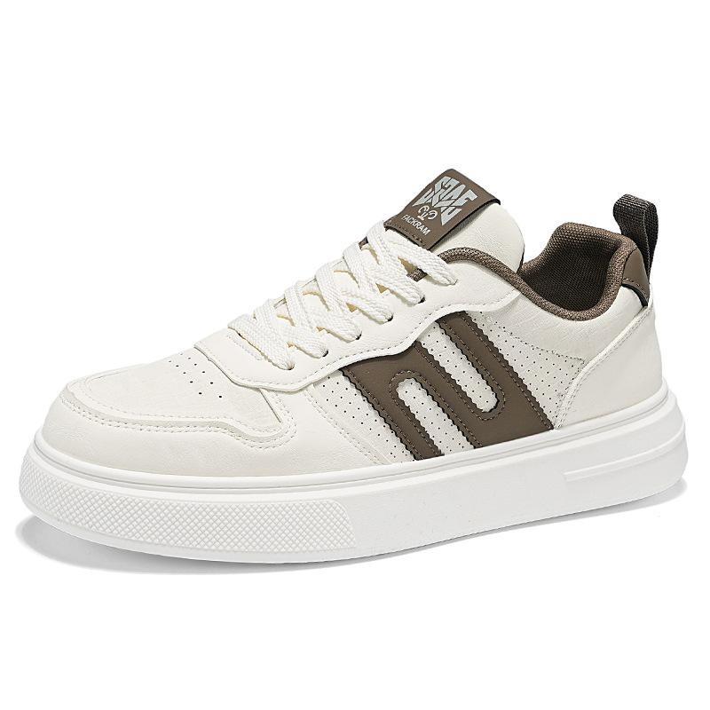 New autumn leather punching breathable board shoes youth style thick sole wear-resistant casual shoes