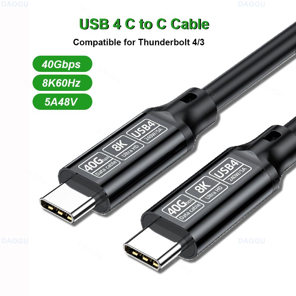 

Кабель USB 4 40 Гбит/с Кабель для передачи данных 8K 60 Гц Видеокабель 5 А 240 Вт PD Быстрая зарядка Кабель USB Type C 3.2 Совместим с Thunderbolt 4 3 0.2M