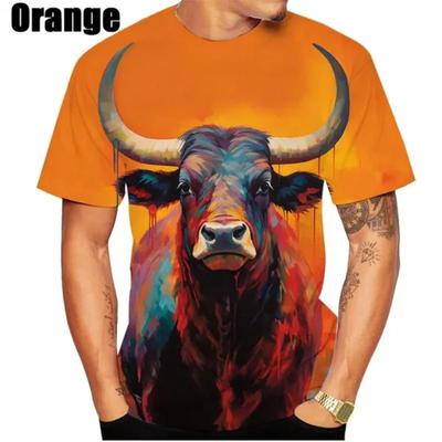 Stier 3D-gedrucktes Freizeit-T-Shirt Persönlichkeit Cosplay Herrenbekleidung Mode Unisex Hip Hop Rundhals Kurzarm Tops