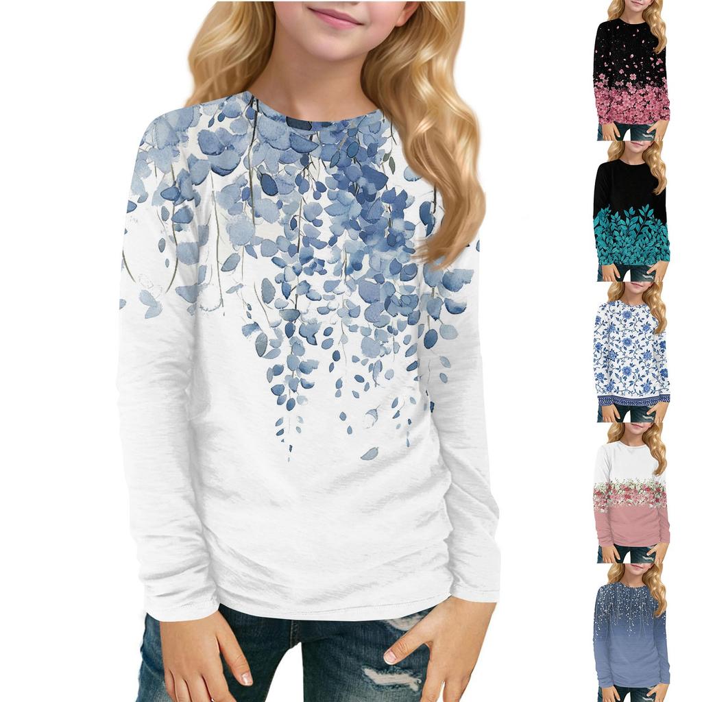 Top a maniche lunghe girocollo da bambino stampato casual quotidiano