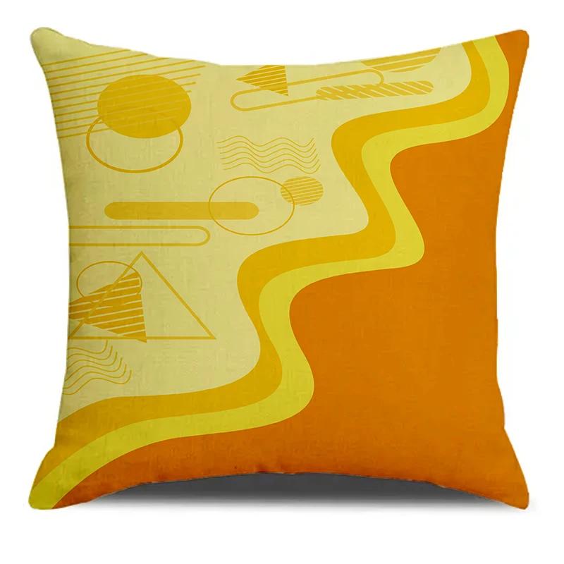 

Modern Geometric Yellow Line Stripe Print Sofa Square Pillowslip Soft Polyester Cushion Cover Pillowcase Living Room Home Decor 12x12Inch