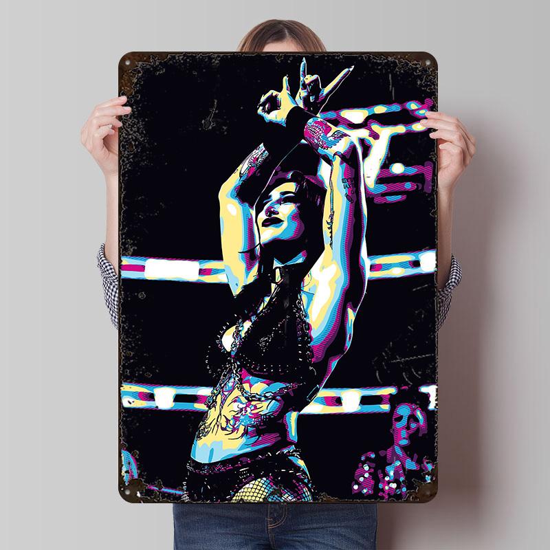 Rhea Ripley Wrestling Blechposter Benutzerdefinierte Wandkunst Vintage Metallschilder Retro Blechschild für Gaming Dekoration Zimmer Haus